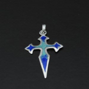 COLGANTE CRUZ ESMALTE AZUL AG